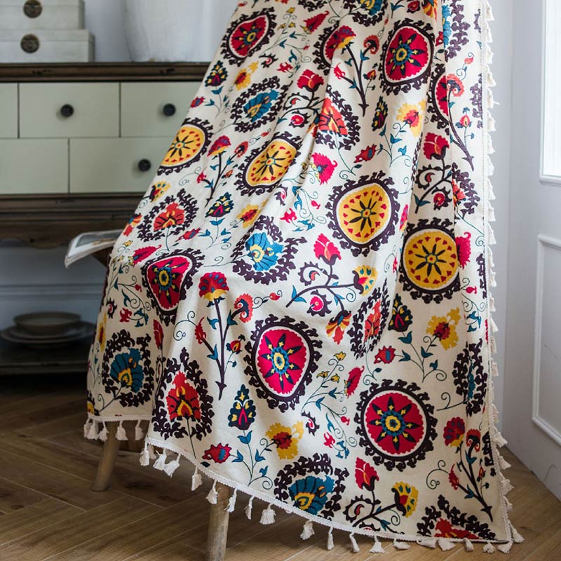 Bohemian Countryside Style Flower Curtain