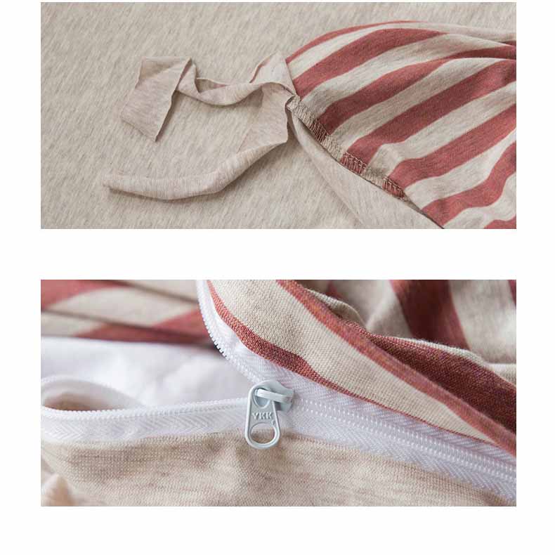 Green/Blue/Orange/Pink/Grey Yarn-Dyed Stripe Knit Fabric Duvet Cover Bedding Set Cotton Bedding Set
