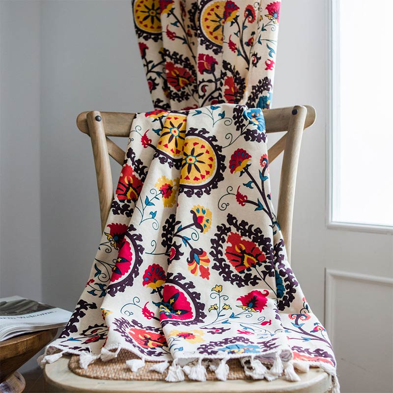 Bohemian Countryside Style Flower Curtain