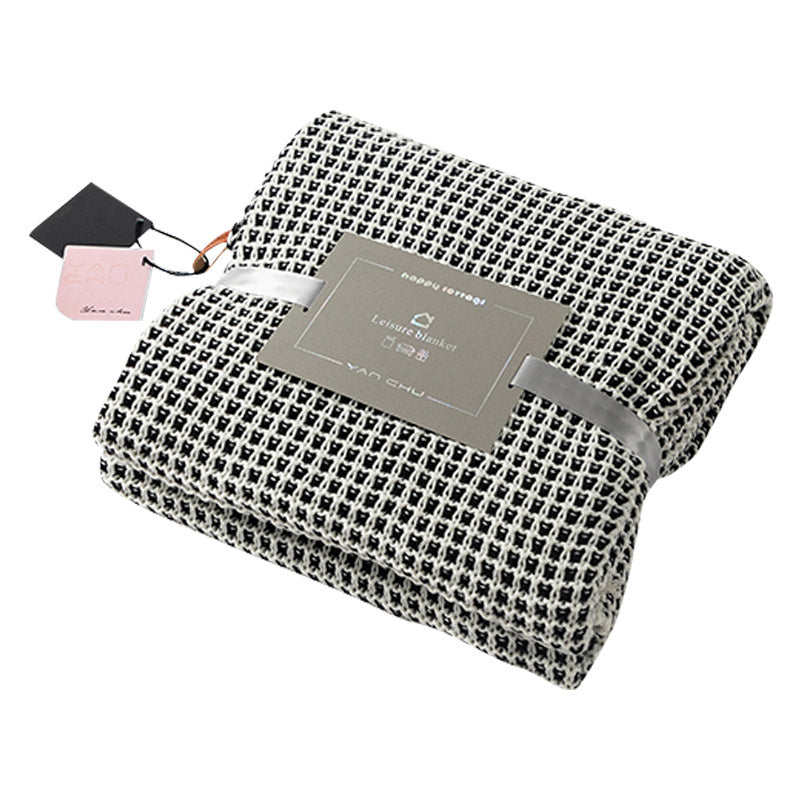Black & White Knitted Blanket with Tassels