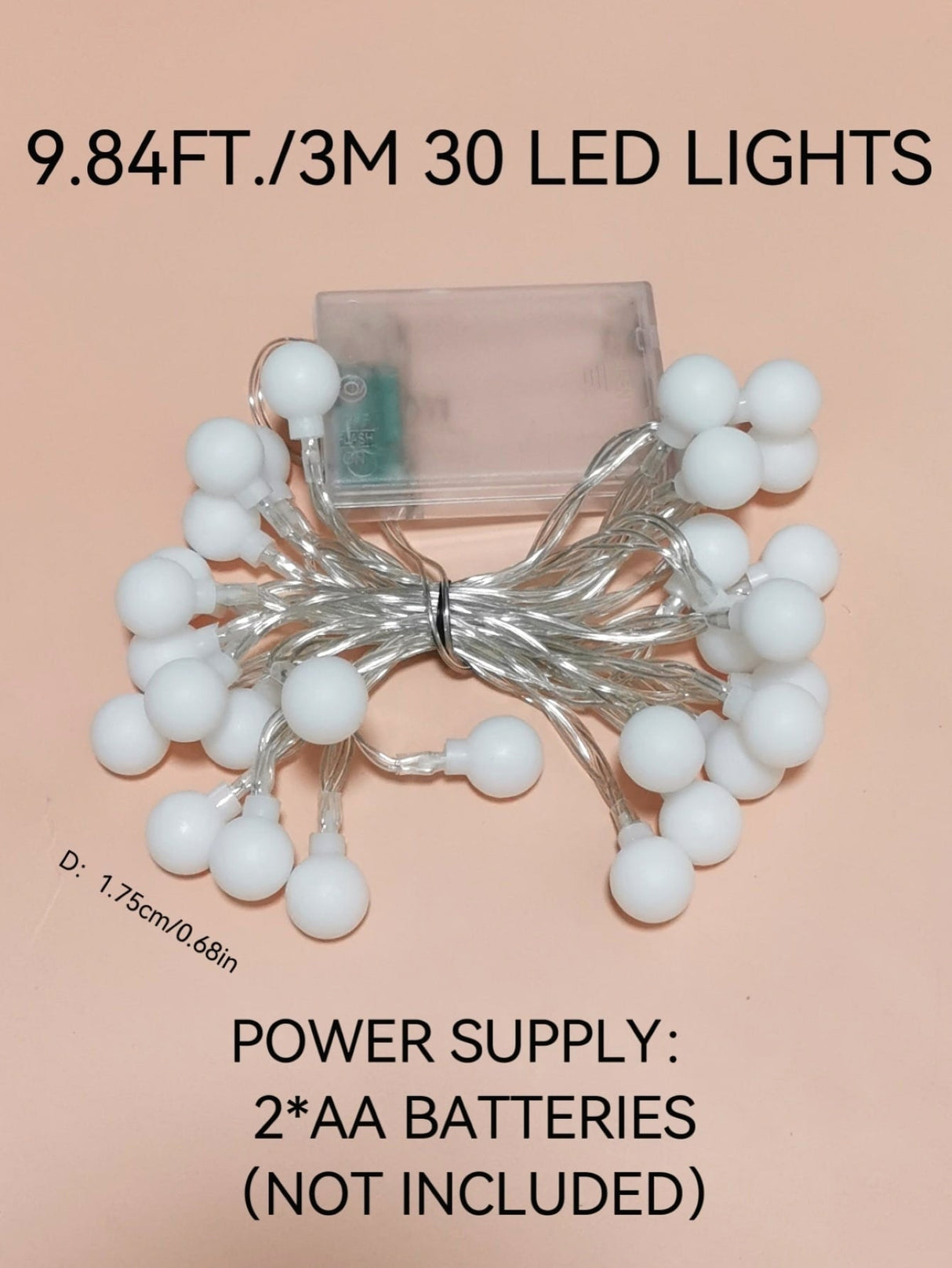 7 Color String Light with 40pcs Ball Shaped Bulb 1pc - Novelty Lighting