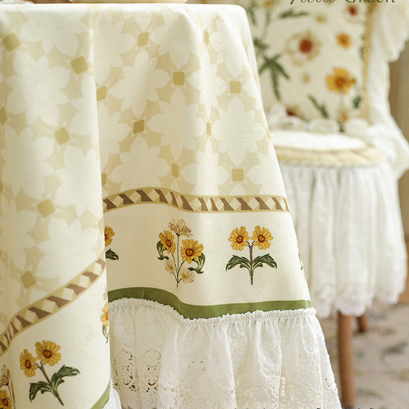 Green field light luxury American French living room tablecloth dining table tablecloth wine cabinet cover cloth pastoral style high-end round table tablecloth