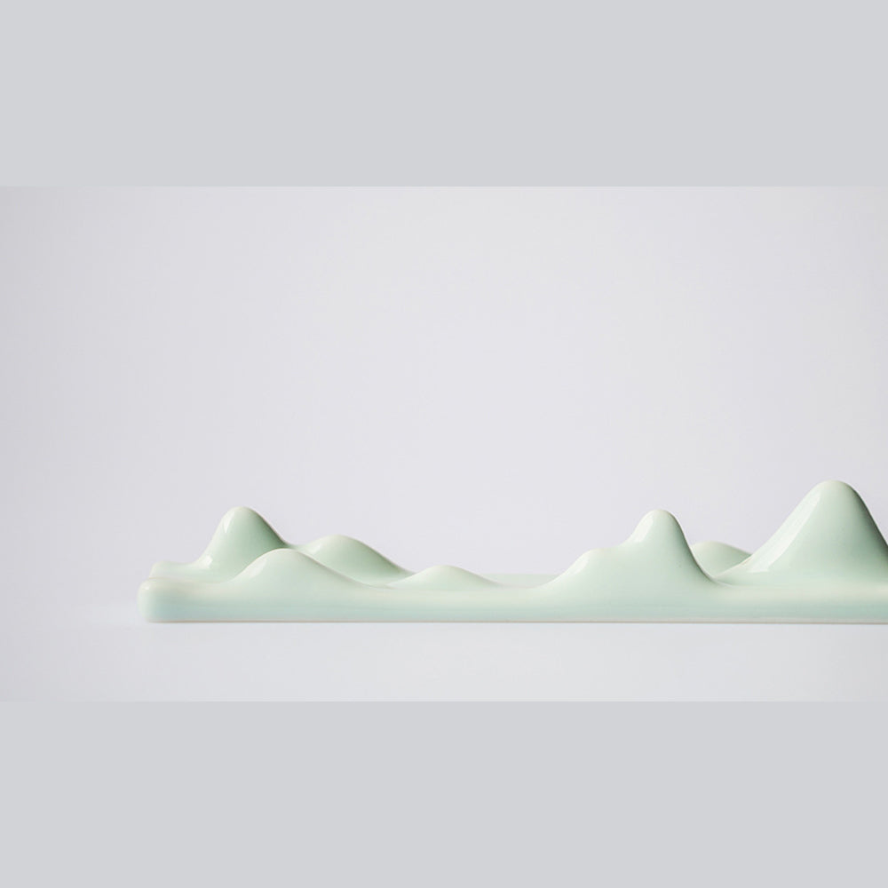 Ceramic Incense Burner, Incense Holder, Art landscape Design, Aromatherapy, Yoga Incense Burner, Incense seat, White, Cyan