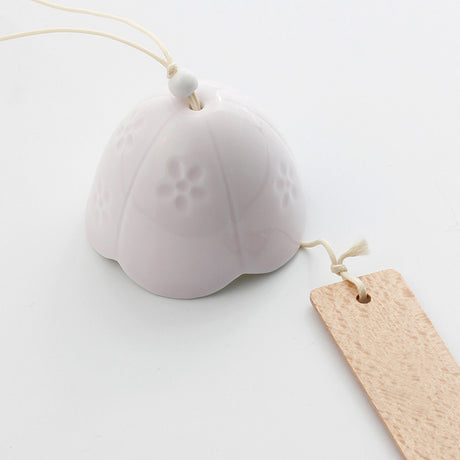 Japanese Ceramic Wind Chimes, Sakura Bell Rings, Hanging Garden Wind Chimes, Home Garden Decoration, White