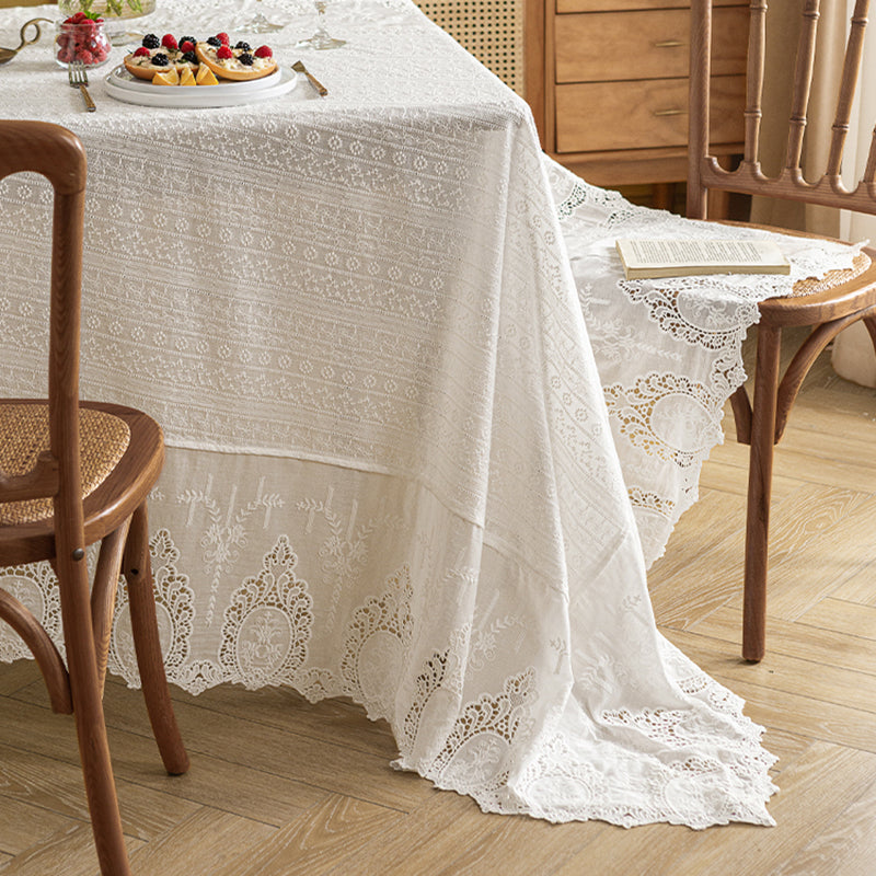Vernal tablecloth French ins wind lace white tablecloth coffee table tablecloth Nordic retro hollow high-end sense Exquisite embroidery, luxury and luxury