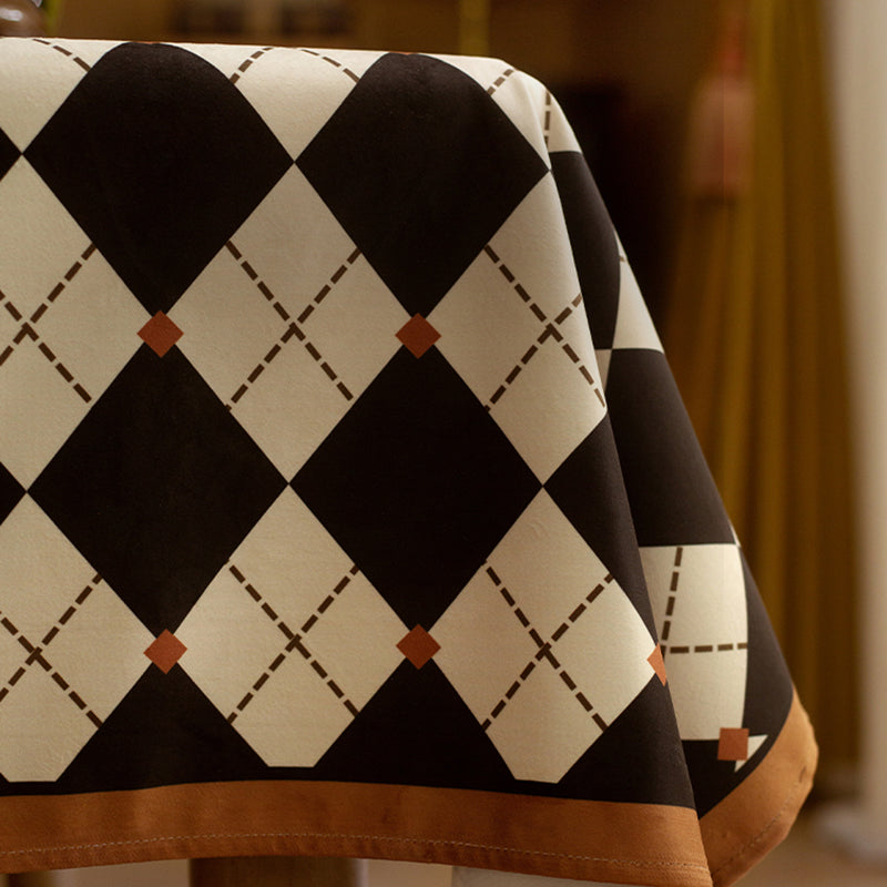 Hazel American retro tablecloth checkerboard light luxury high-end velvet tablecloth desktop protection plaid tablecloth