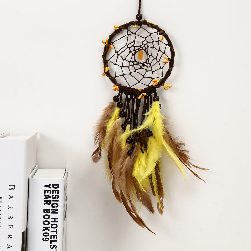 Cute Yellow Feather Dream Catcher