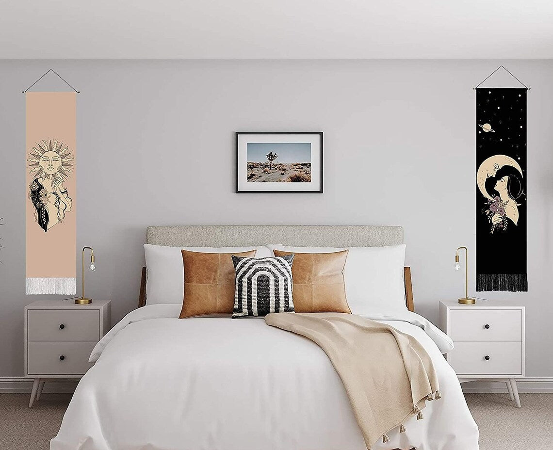 Bohemian sun & moon tapestry (2 pack )