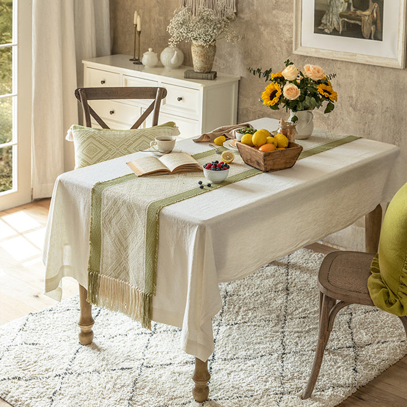 Kamei coffee table table flag European new Chinese high-end Nordic American light luxury tablecloth TV cabinet shoe cabinet cloth cover towel High-grade textured jacquard fabric with delicate dark grain fringe fringe