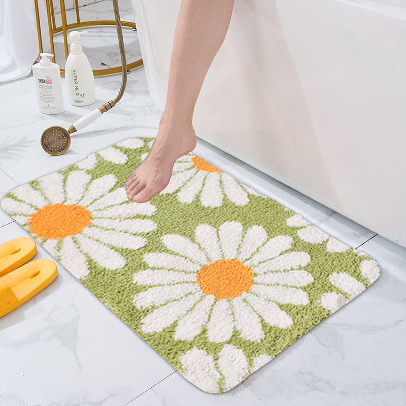Feblilac Cute Daisy Bath Mat, Floral Bathroom Rug, Multiple Sizes