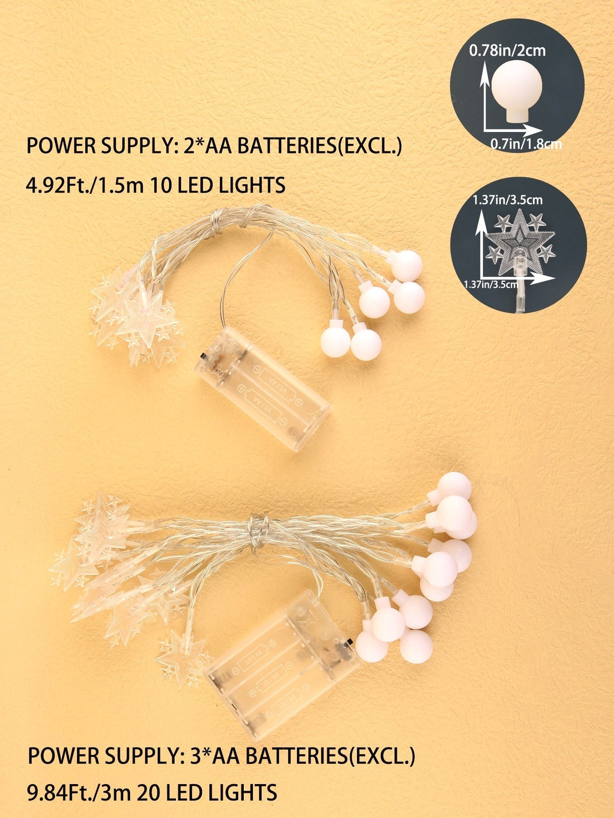 Star & Ball String Light 1pc - Novelty Lighting