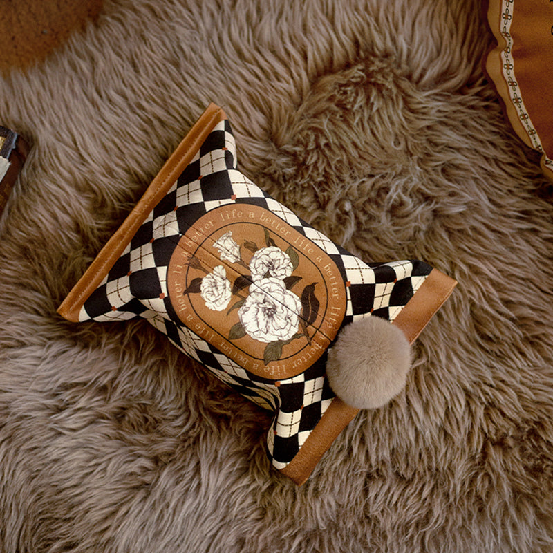 Hazel original tissue set retro light luxury checkerboard living room tissue storage box ins dining table tissue bag thick
