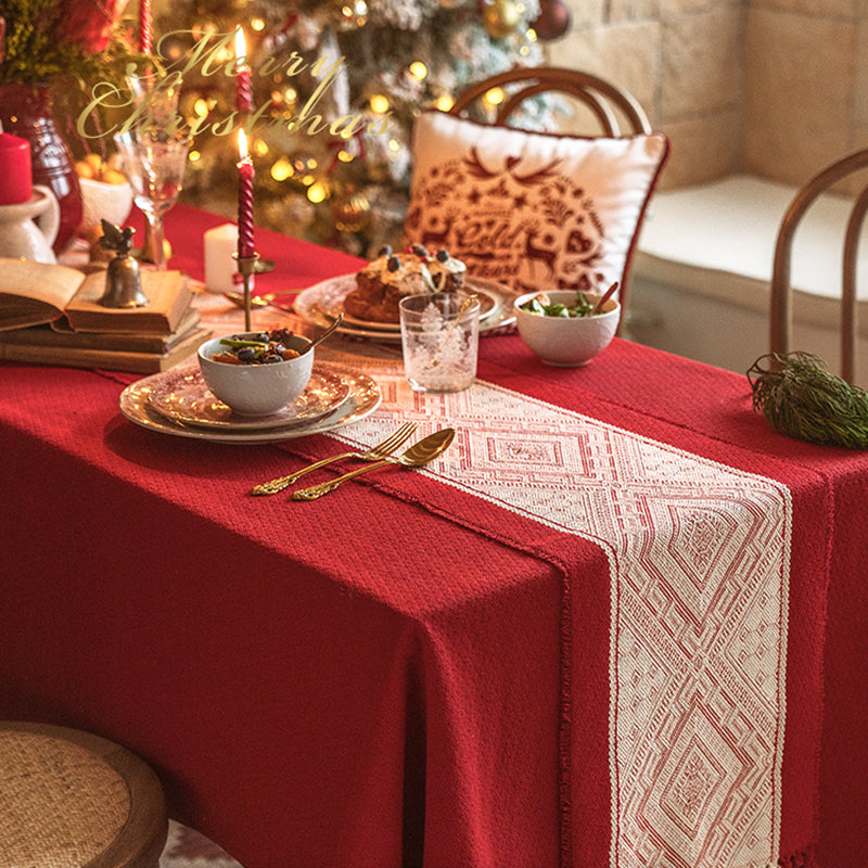 Christmas table flag red festival New Year Nordic high-end light luxury jacquard tablecloth table flag TV cabinet coffee table cover towel Jingle Jingle, Jingle bells