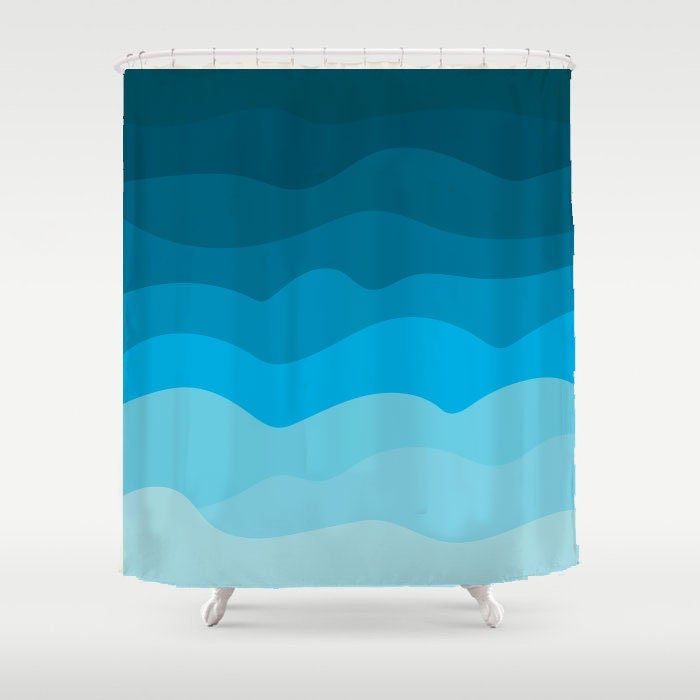 Gradient Blue Wave Shower Curtain