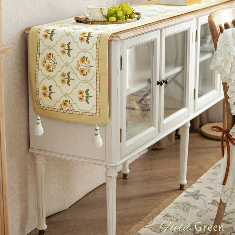 Green field French table flag bed flag American light luxury dining table coffee table TV cabinet tablecloth long strip decorative cloth side cabinet shoe cabinet