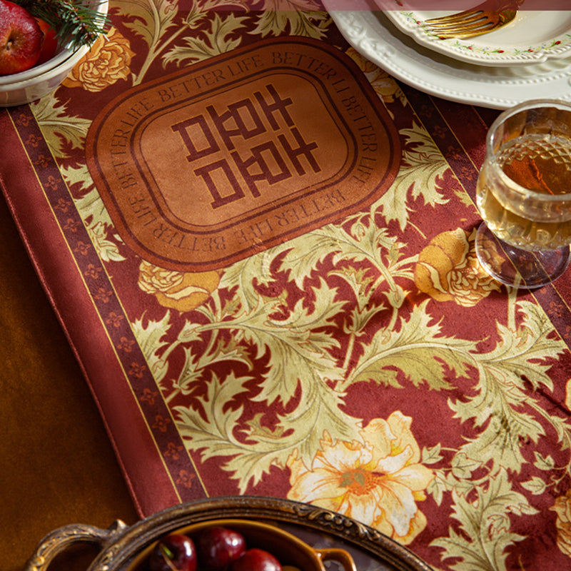 Splendid marriage festive table bunting red wedding with American retro high-end dining table coffee table TV cabinet bed flag