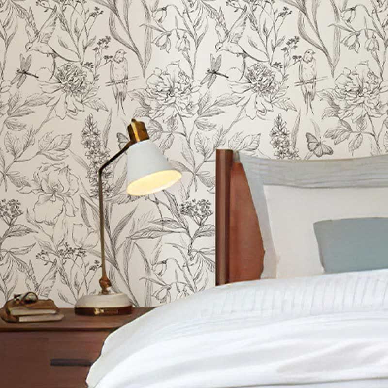 Bird Flower Waterproof Peel & Stick Wallpaper (1 roll)