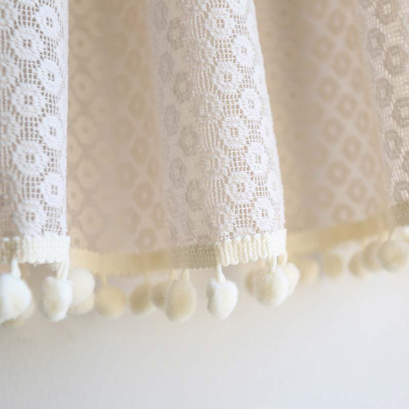 Biege Hollow-Out Cabinet Curtain Short Curtain