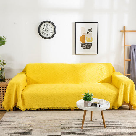 "T" Textural Tassel Solid Color Blanket