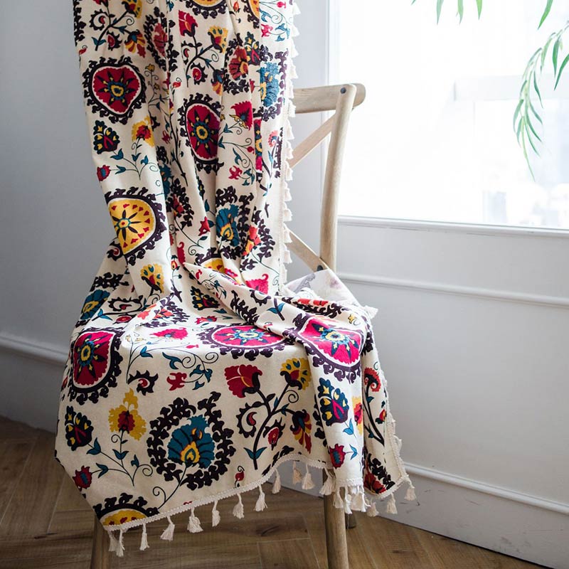 Bohemian Countryside Style Flower Curtain