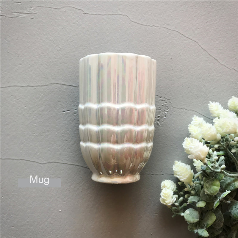 Ceramic Soap Dispenser, Set of 4, Shell, Ocean Theme, Liquid Soap Pump Bottle, Colorful Marble Texture, Charge Shot