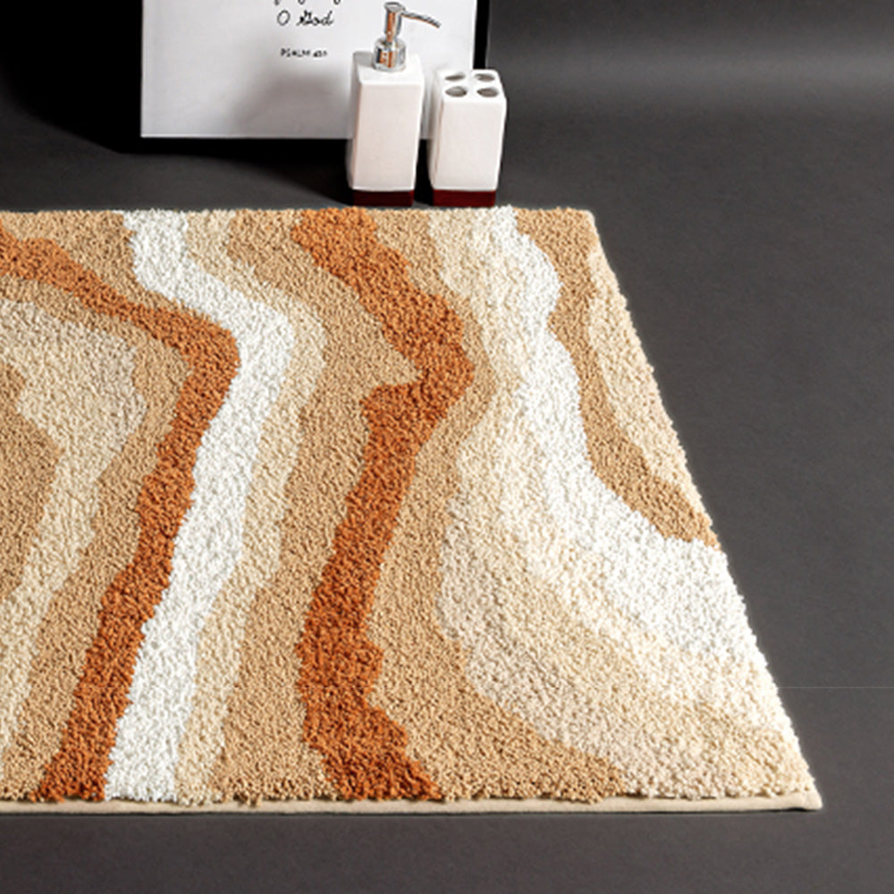 Jupiter Grain Bath Mat– Tufted Modern Bathroom Rug in Warm Earth Tones