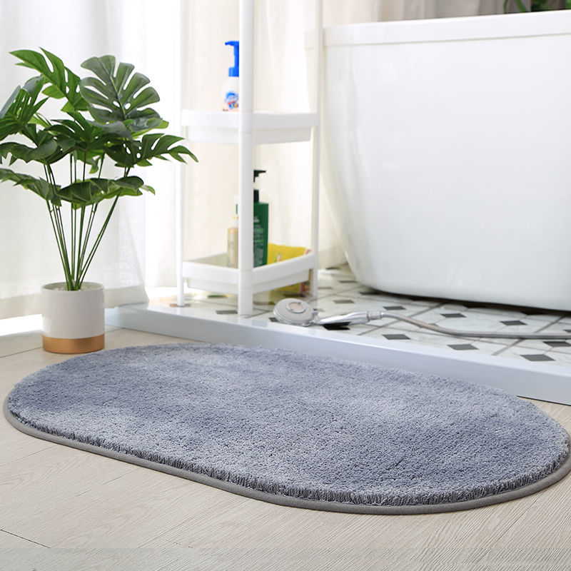 Feblilac Semicircle Solid Grey Tufted Bath Mat, Multiple Sized Soft Plush Water-Absorbent, Anti Slip Toilet Mat, Soft Thick Bathroom Carpet, Pure Bathroom Mats, Simple Best Bath Rugs, Hot Shower Mat Non Slip, Toilet Rug