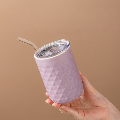 Ceramic Mug with Straw | Solid Color