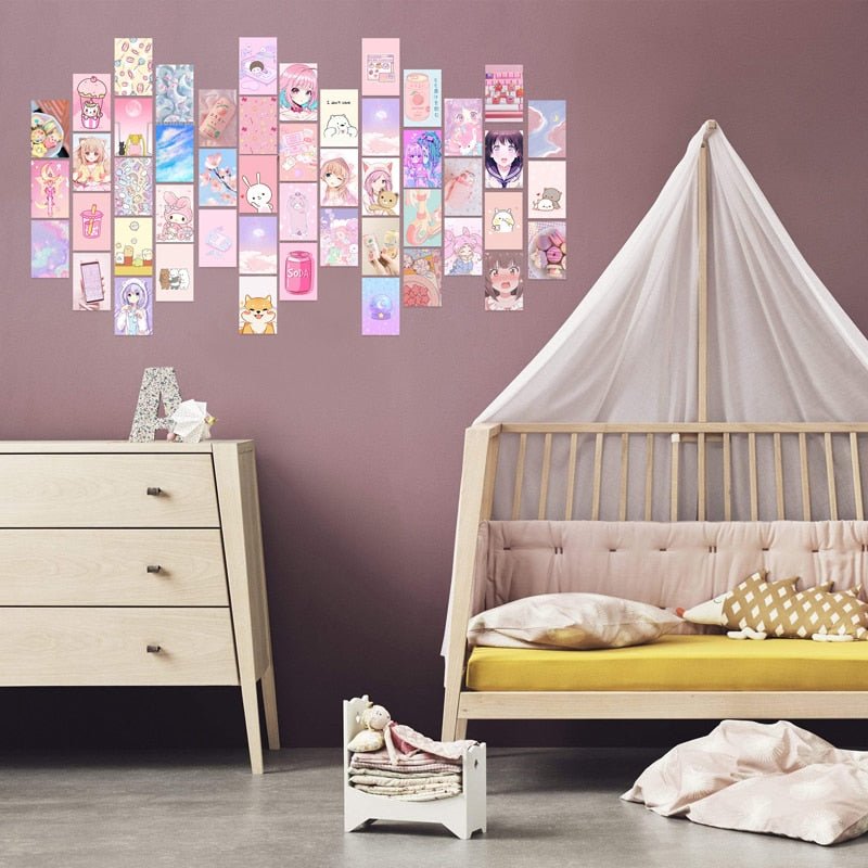 50Pcs Pastel Kawaii Cute Aesthetic Wall Collage