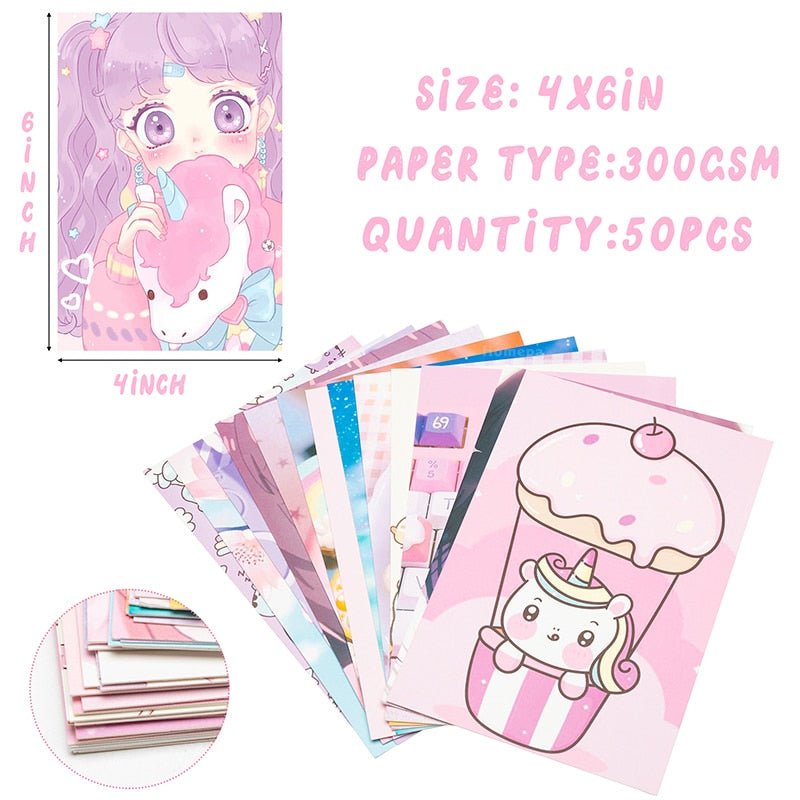 50Pcs Pastel Kawaii Cute Aesthetic Wall Collage