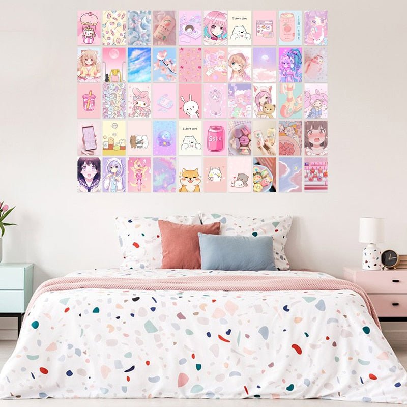 50Pcs Pastel Kawaii Cute Aesthetic Wall Collage