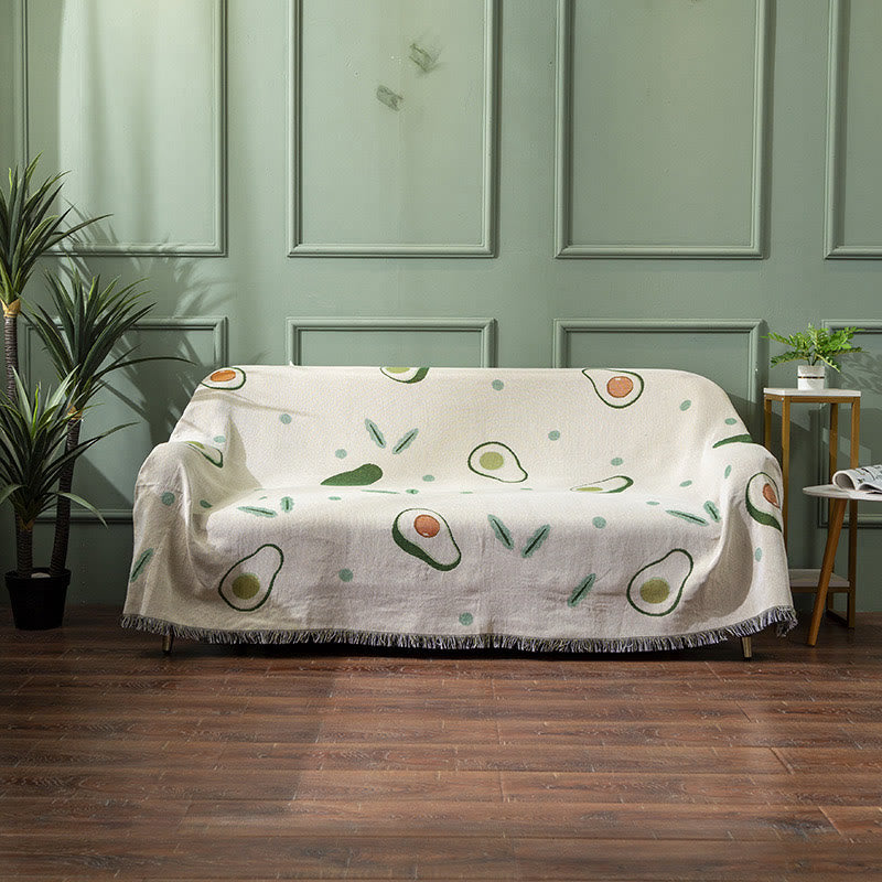 Avocado Print Blanket with Tassel