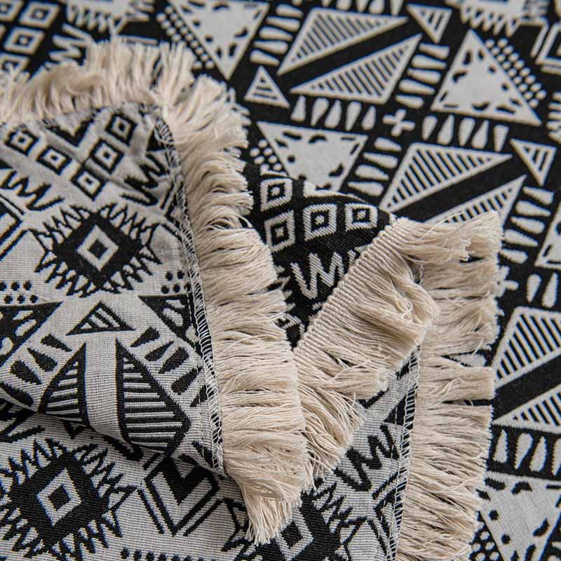 Black & White Geometric Tassel Sofa Protector