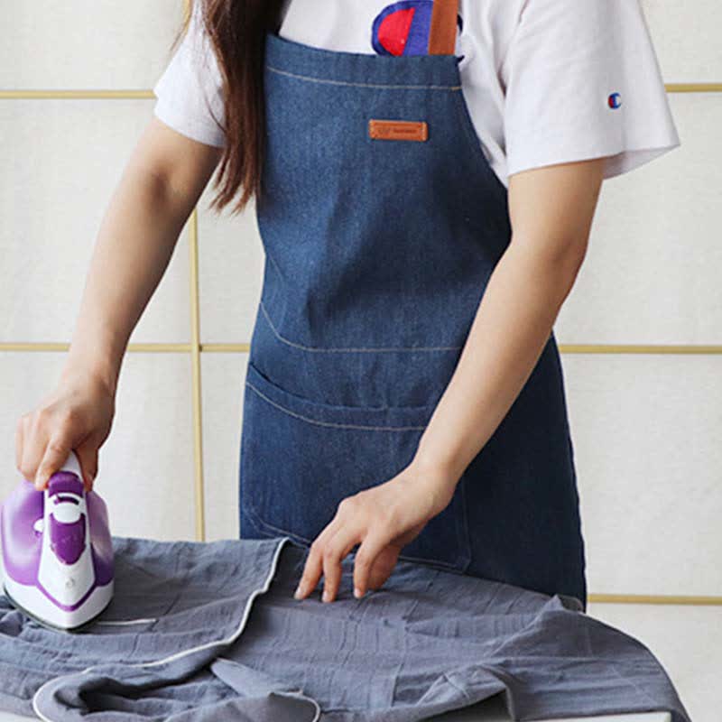 Adjustable Denim Apron with Pocket