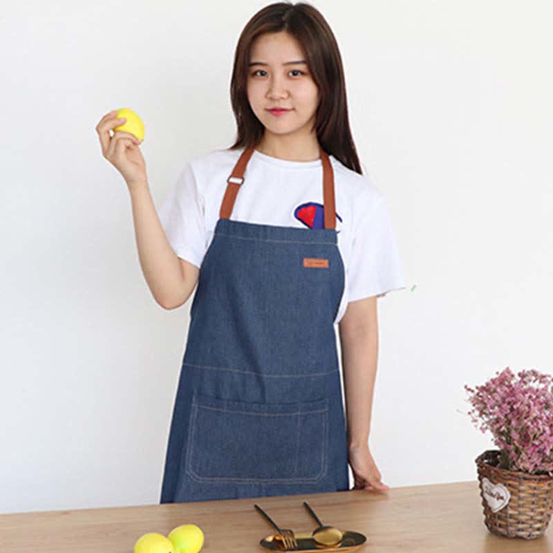 Adjustable Denim Apron with Pocket