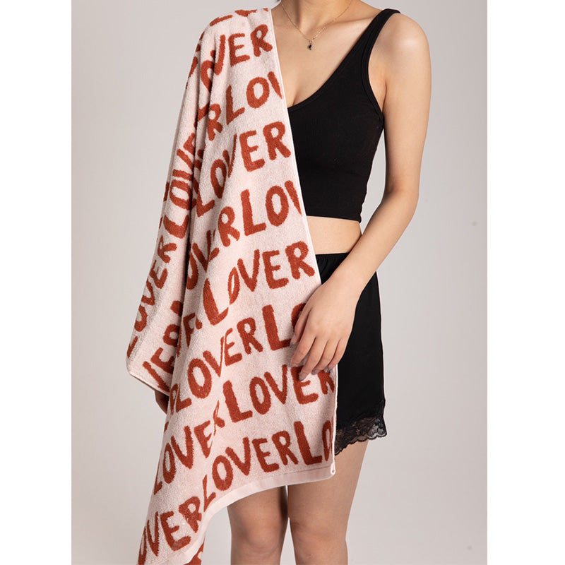 "LOVE" Print Breathable Cotton Towel