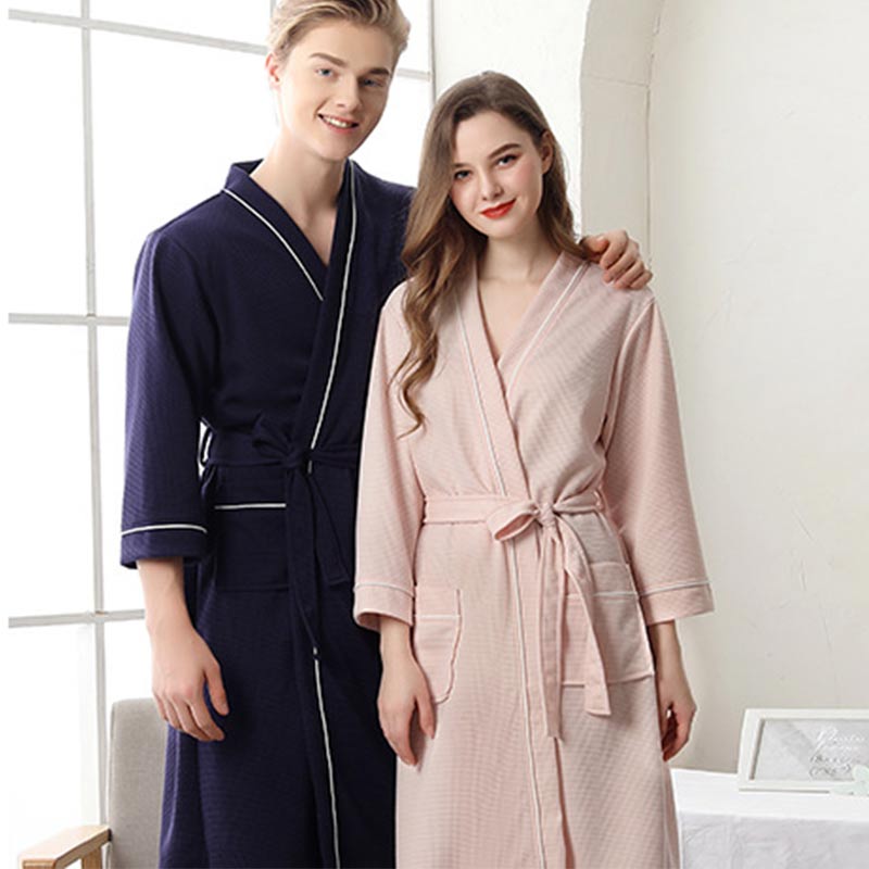 3/4 Sleeve Waffle Weave Pajama Bathrobe