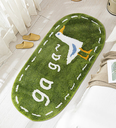 Cute Little Duck Bath Mat, Green Bathroom Rug, Water-Absorbent Mat for Bath Shower, Cute Bedroom Mat
