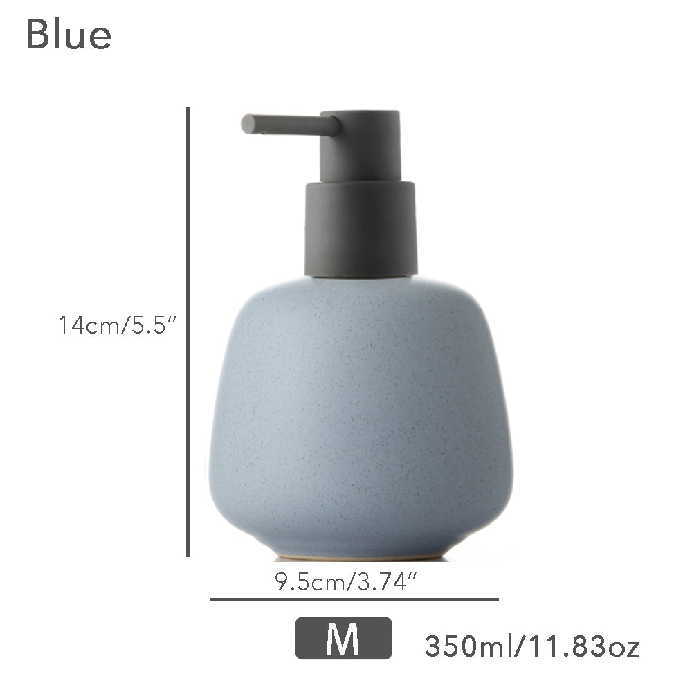 Ceramic Soap Dispenser, Liquid Bathroom Bottle, Simple Design, Refillable Reusable Lotion Pump for Bathroom Kitchen, 350ml/11.83oz