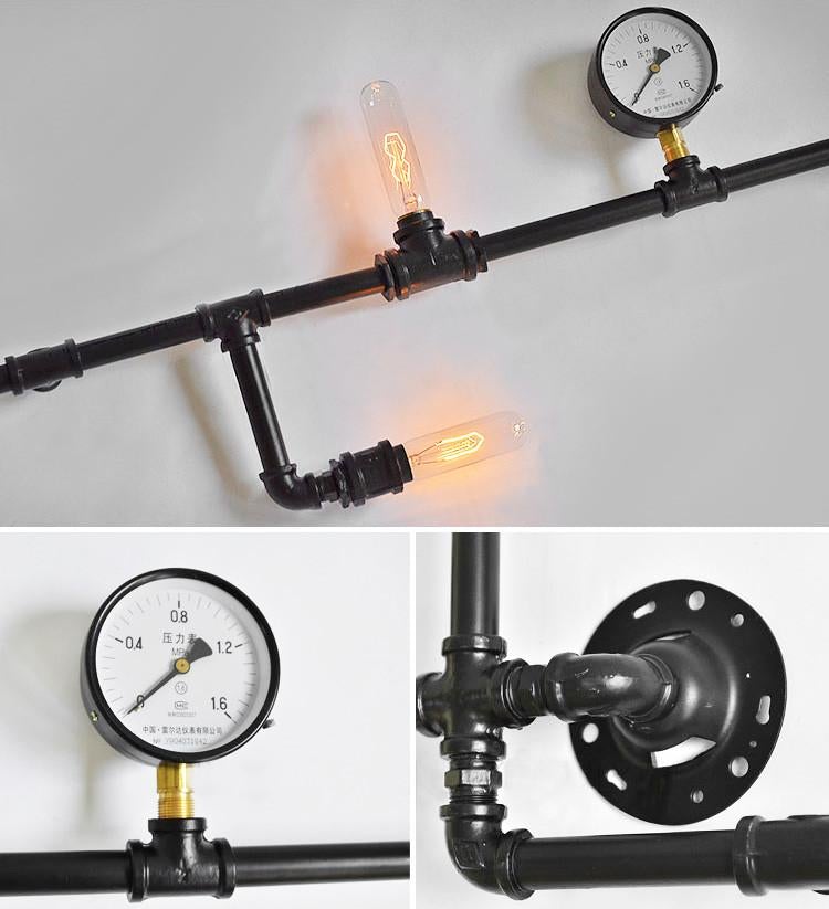 Steampunk Iron Pipe Wall Light