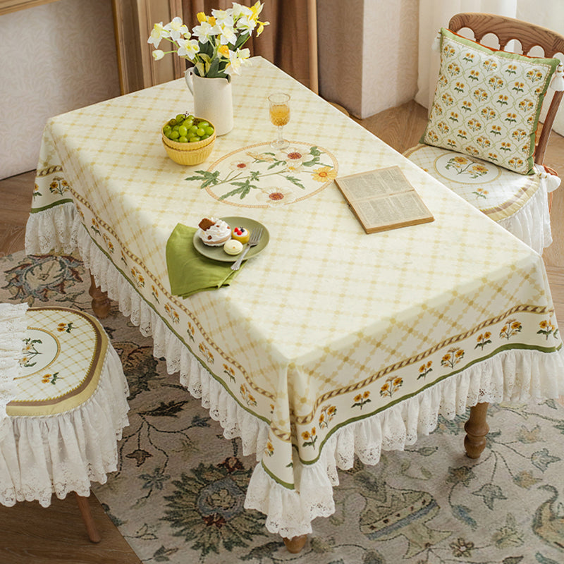 Green field light luxury American French living room tablecloth dining table tablecloth wine cabinet cover cloth pastoral style high-end round table tablecloth