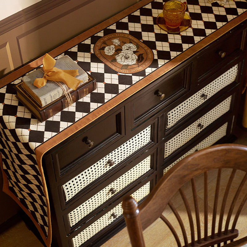 Hazel retro table flag American checkerboard dining table long strip decorative cloth high-quality tablecloth light luxury bunk bed flag