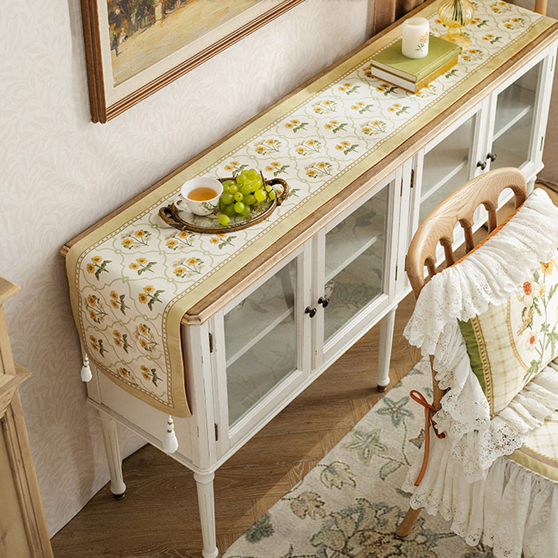 Green field French table flag bed flag American light luxury dining table coffee table TV cabinet tablecloth long strip decorative cloth side cabinet shoe cabinet