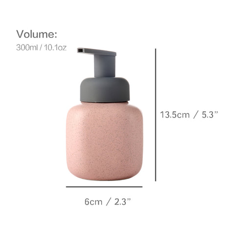 Ceramic Soap Dispenser, Foaming Pump Bathroom Bottle, Simple Design, Refillable Reusable Lotion Pump for Bathroom Kitchen, 300ml/10.1oz