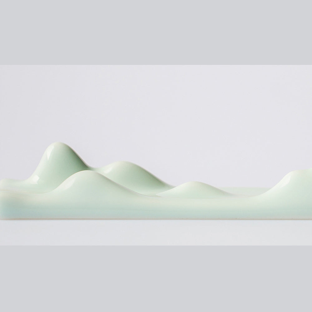 Ceramic Incense Burner, Incense Holder, Art landscape Design, Aromatherapy, Yoga Incense Burner, Incense seat, White, Cyan