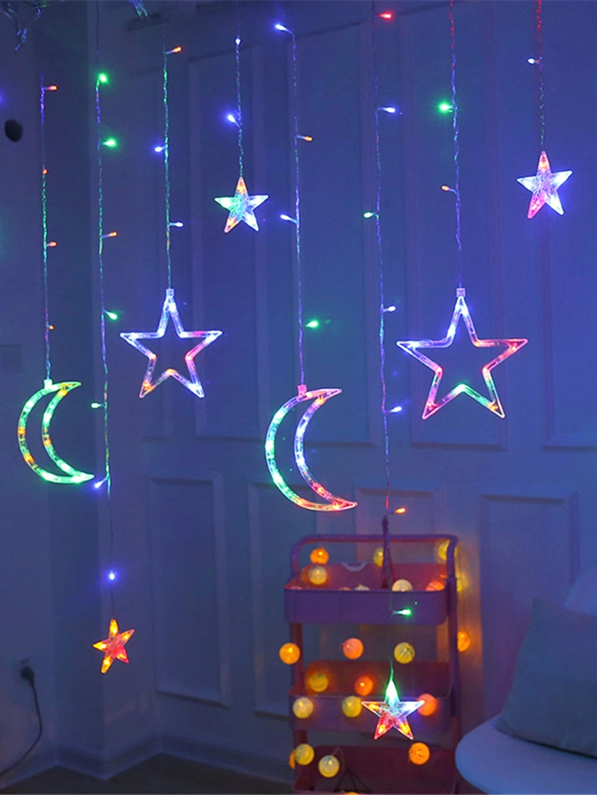 3m Moon & Star Curtain String Light 1pc - Novelty Lighting