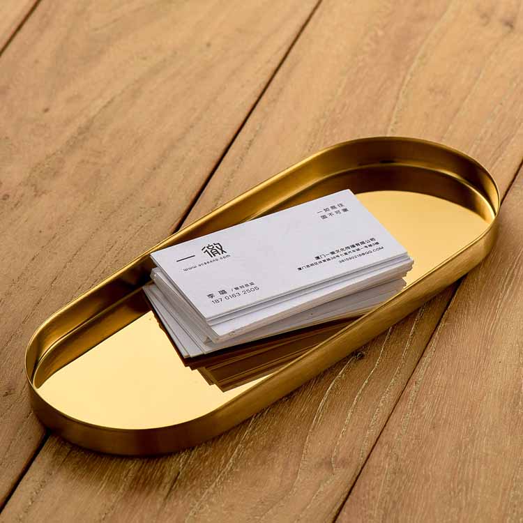 Nordic Style Gold Oval Stainless Steel Jewelry Tray, Decoration Tray