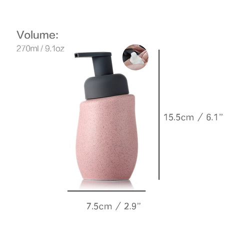 Ceramic Soap Dispenser, Foaming Pump Bathroom Bottle, Simple Design, Refillable Reusable Lotion Pump for Bathroom Kitchen, 270ml/9.1oz