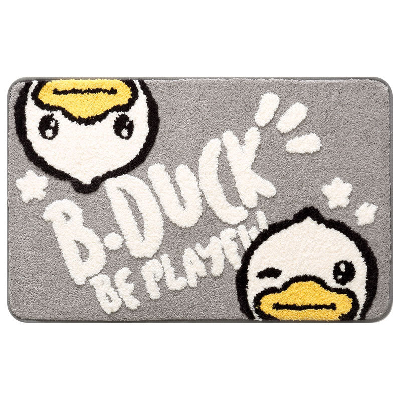 Gray and White Duck Bath Mat