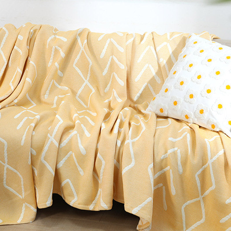 Arrow Pattern Yellow Cotton Reversible Blanket